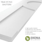 18"W x 68"H True Fit PVC Center Circle Arts & Crafts Fixed Mount Shutters, Natural Twine (Per Pair - Hardware Not Included)
