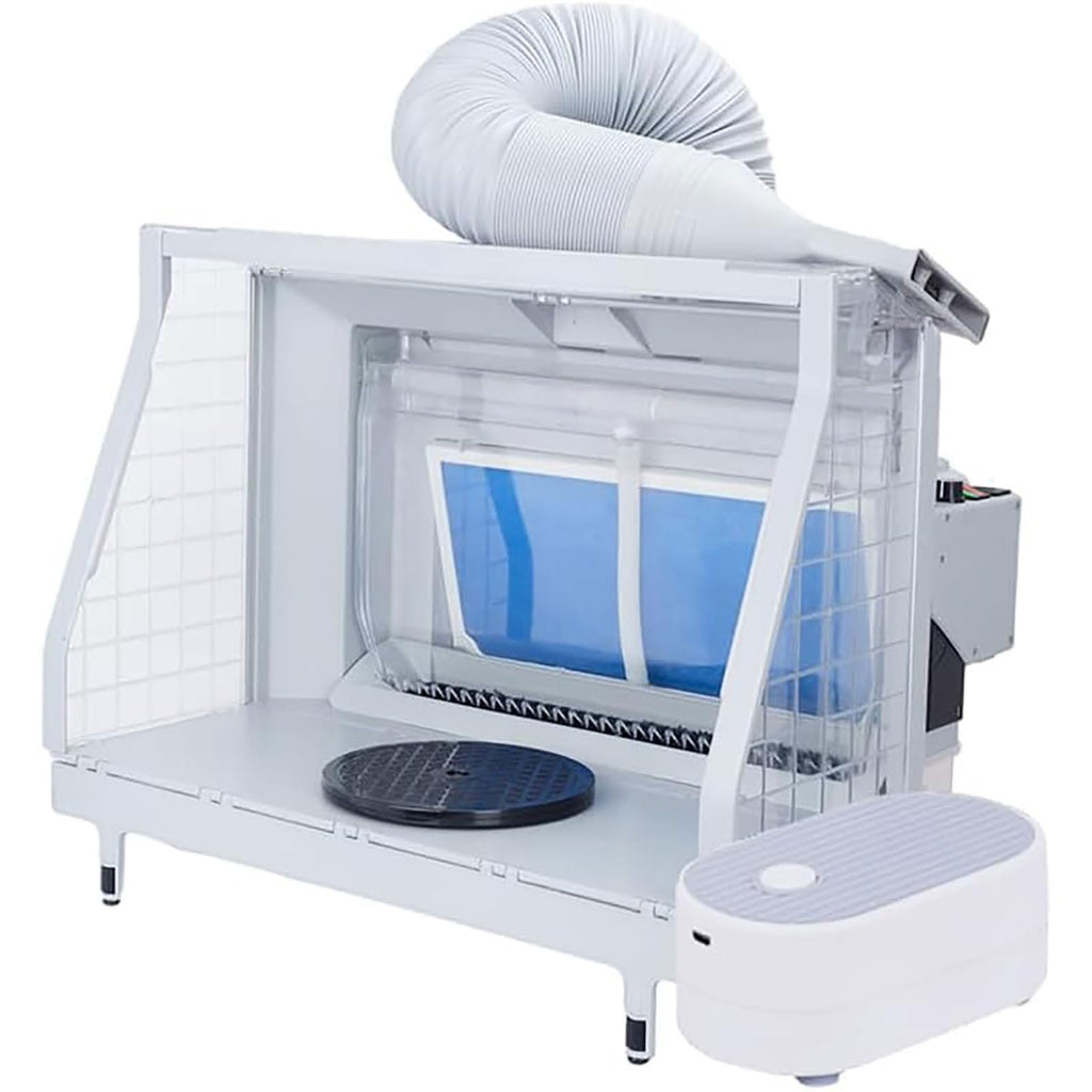Airbrush Spray Booth,Foldable Portable Model Painting Workbench with 3 LED Light Bars & Water Pump,for Painting Artwork Model Cake Crafts Etc(A)