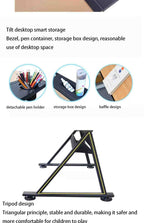 0-80° Adjustable Painting Desk Slant Lift Art Craft Station Study Desk, Work Bench with 2 Drawers/Stool for Artist Painter Office