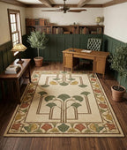 WD Ginkgo Art & Crafts Green Modern Wool Area Rug for Living Room and Bedroom, 9X11