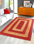 Runner Rug Jute 9' x 12' | Casual Weave Crafted Red & Beige