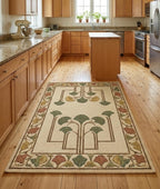 WD Ginkgo Art & Crafts Green Modern Wool Area Rug for Living Room and Bedroom, 10X13