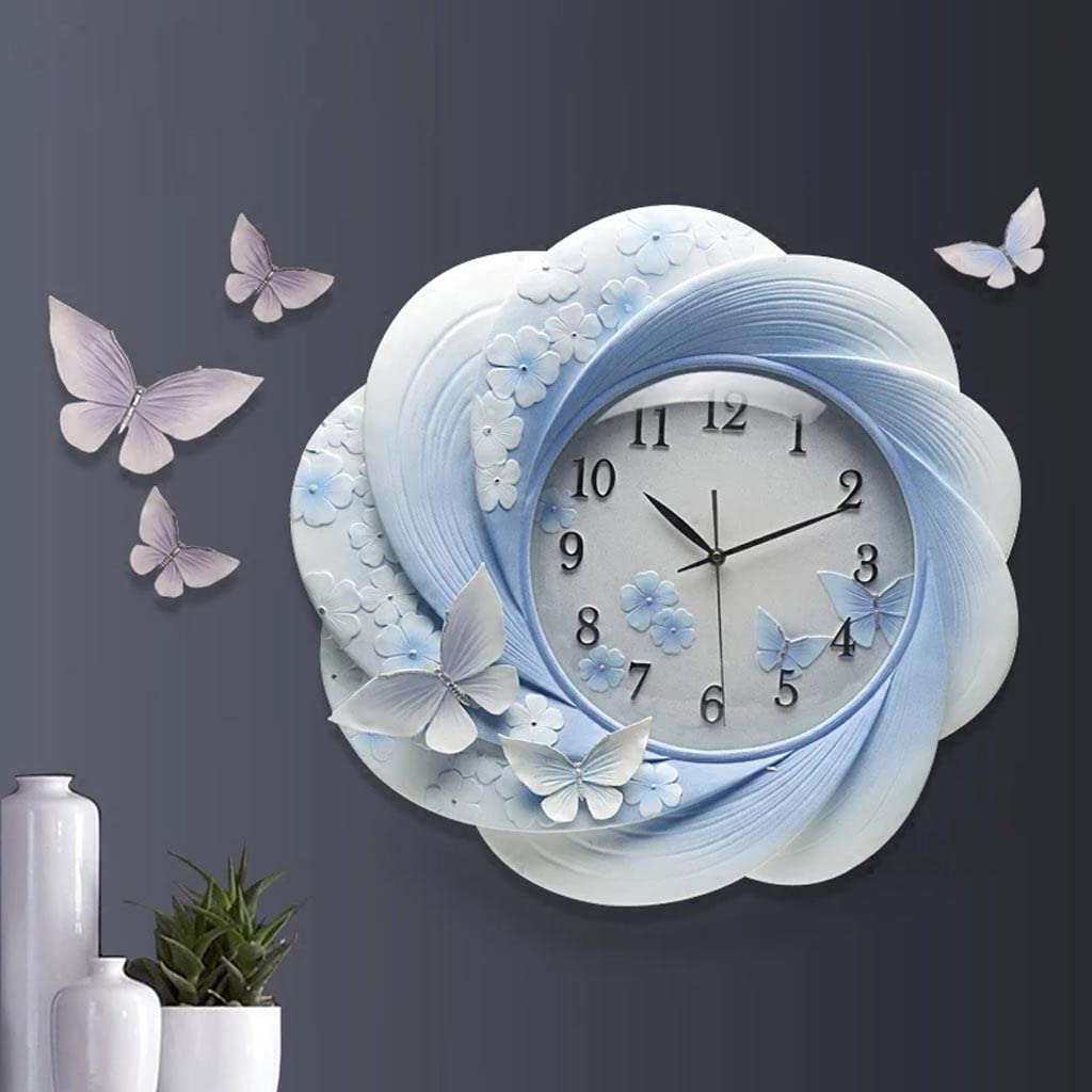 Wall Clock Emboss Decorative Resin Home Livingroom Hanging Mute Quartz Crafts Ornaments Art