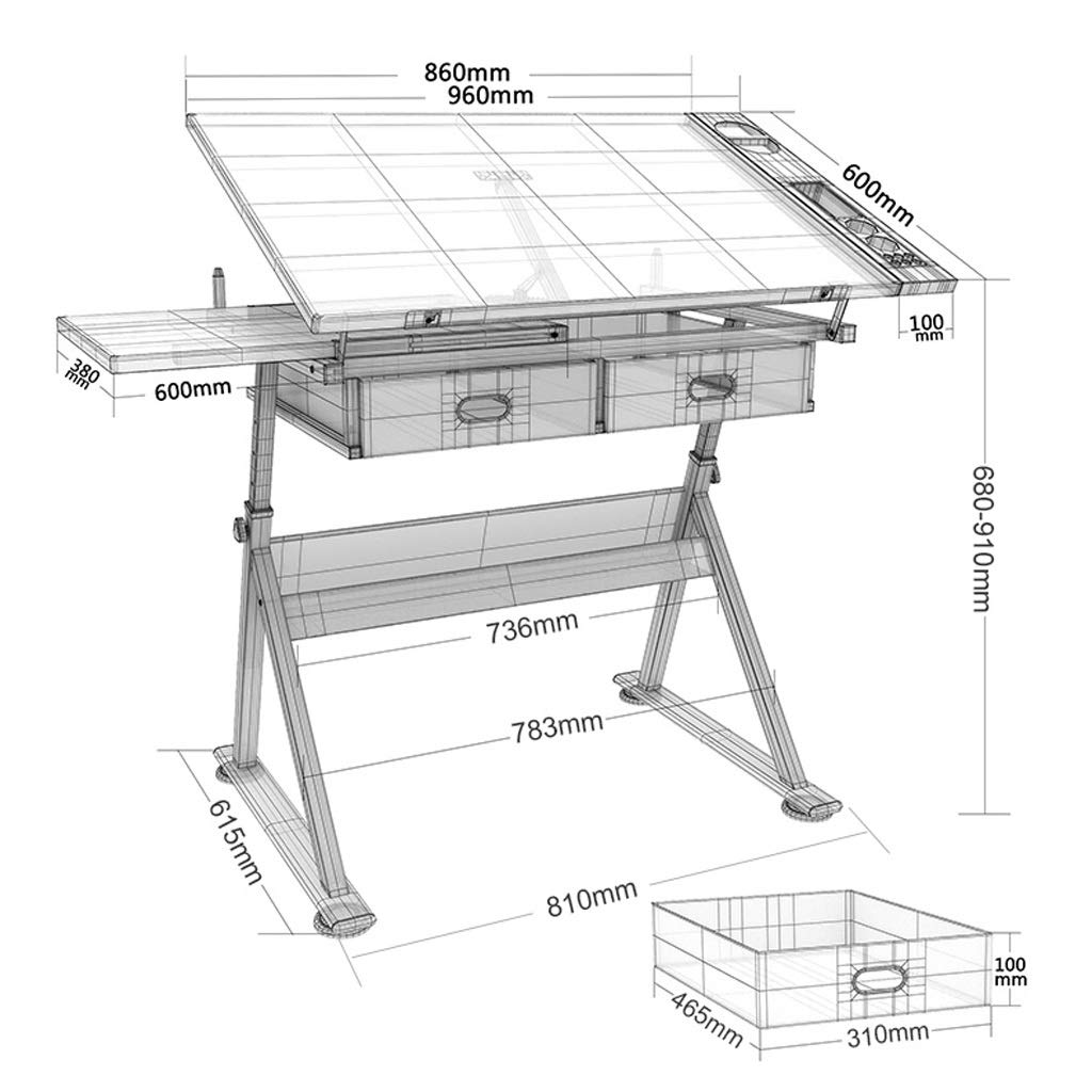 Adjustable Drawing Table with Tiltable Top Maple Finish Art Desk for Drawing Crafting Home Office - Perfect for Artists and Creative Projects