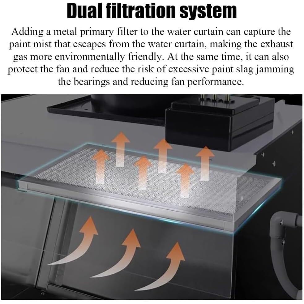 Spray Booth, Craft Table Booth with Water Curtain Exhausting Air System, Led Lighting, for Model Cake Nail Art Pottery & Crafts,50 * 50 * 40cm