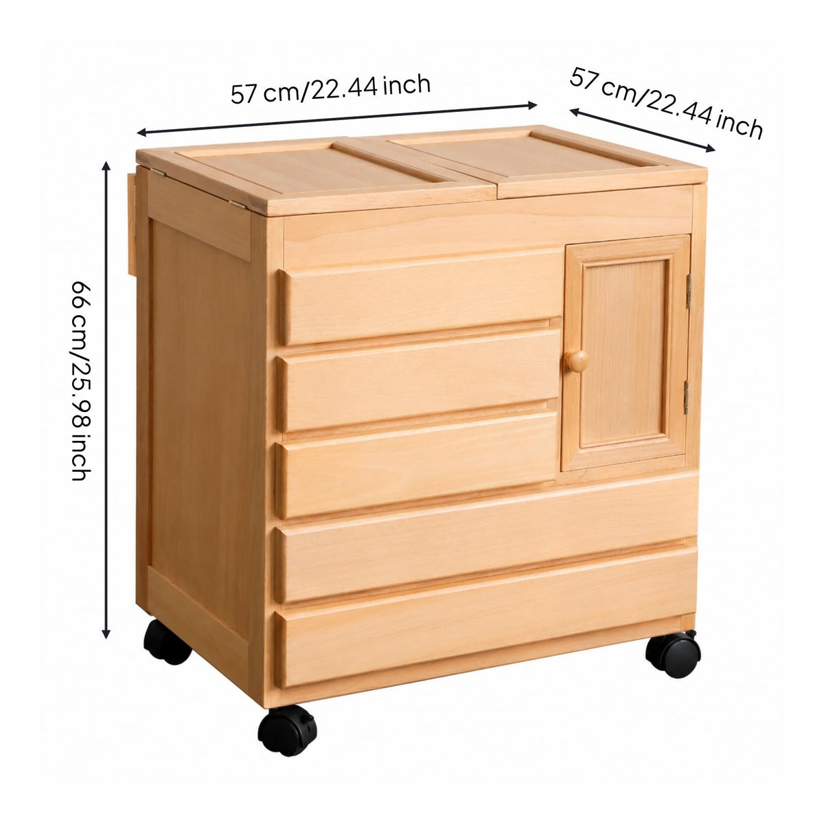 Amagogo Freestanding Creative Storage Cabinet on Casters Large Capacity Wooden Art Supply Cabinet Space-Saving Wooden Crafting Material Storage Cart