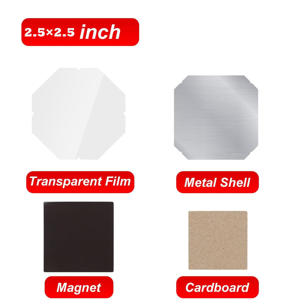 100 PCS 2.5x2.5 Inch Square Fridge Magnets - DIY Photo Magnet Kit, Craft Supplies for Custom Arts & Crafts Projects, Ideal for Home & Office Decoration
