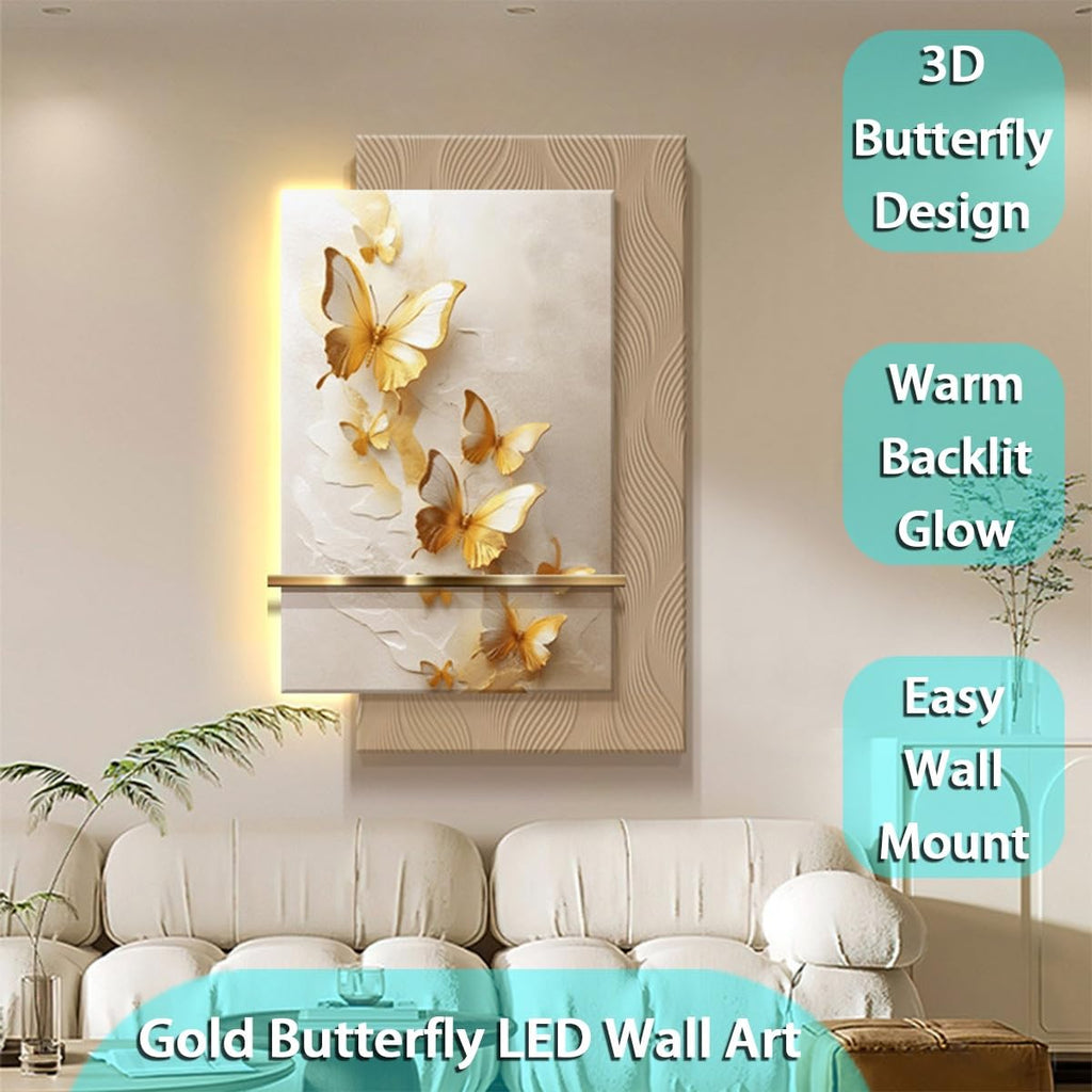 TeHWiEEphs Creamy Style 3D LED Wall Art – Double-Layer Relief Carving & Crystal Ceramic Craft, Remote Control Plug-in, Modern Decor for Living Room Entryway Foyer(A,90x130cm/35.43x51.18in)
