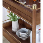 Utility cart 2-Tier Rolling Cart, Wooden Utility with Lockable Wheels, Storage Craft Art Trolley Organizer Serving for Office, Bathroom, Kitchen (Brown) Carts Stands