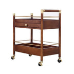 Utility cart 2-Tier Rolling Cart, Wooden Utility with Lockable Wheels, Storage Craft Art Trolley Organizer Serving for Office, Bathroom, Kitchen (Brown) Carts Stands