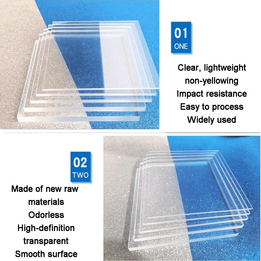 Acrylic Sheet, Transparent Square Cast Board, Art Crafts Protective Sheet Barrier Board for Craft Projects Signs Display Cases(50x90 cm/19.7x35.4 in)