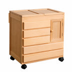 Amagogo Freestanding Creative Storage Cabinet on Casters Large Capacity Wooden Art Supply Cabinet Space-Saving Wooden Crafting Material Storage Cart