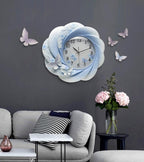 Wall Clock Emboss Decorative Resin Home Livingroom Hanging Mute Quartz Crafts Ornaments Art