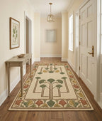 WD Ginkgo Art & Crafts Green Modern Wool Area Rug for Living Room and Bedroom, 10X12