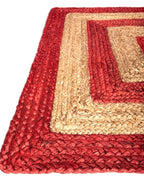 Runner Rug Jute 9' x 12' | Casual Weave Crafted Red & Beige