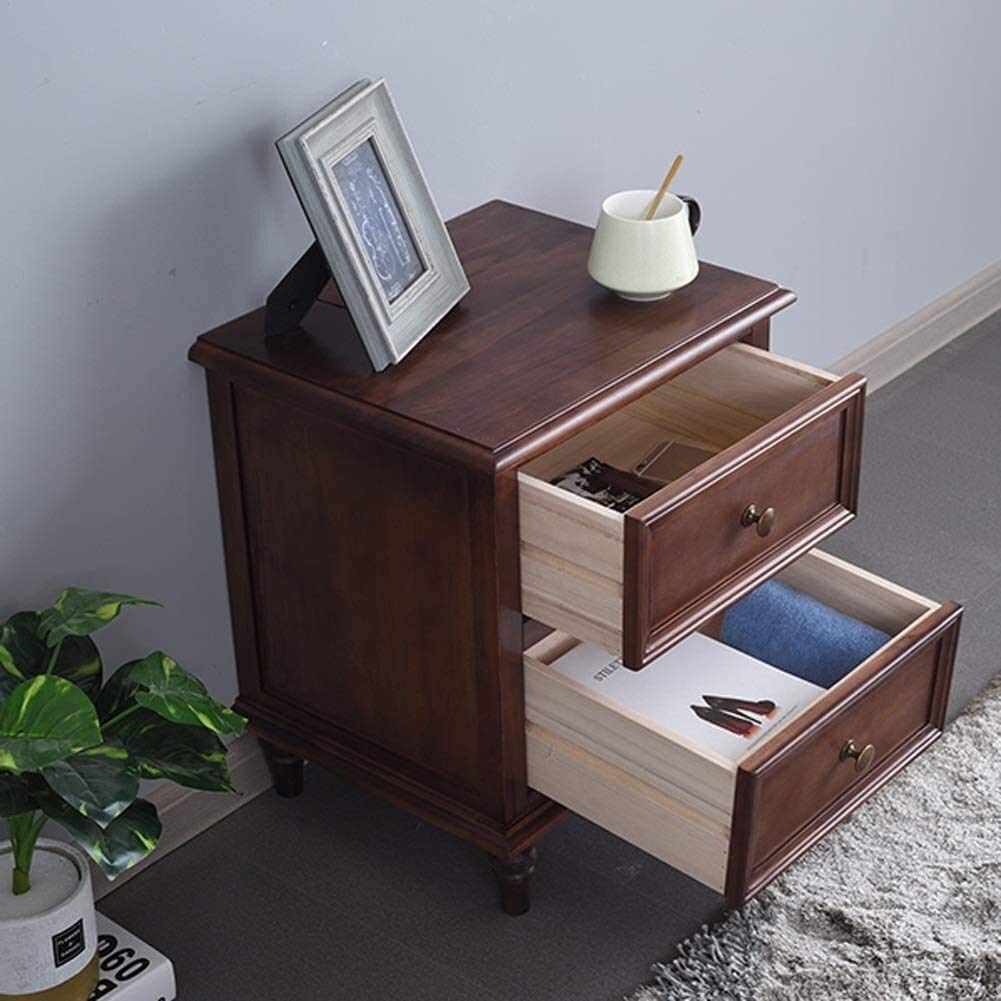 Side Table Nightstand Simple Bedside Table for Bedroom Office Solid Wood Bedside Table 2 Drawer Night Stand Square Cabinet Table with 4 Legs Home Styles Arts and Crafts Night Stand