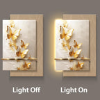 TeHWiEEphs Creamy Style 3D LED Wall Art – Double-Layer Relief Carving & Crystal Ceramic Craft, Remote Control Plug-in, Modern Decor for Living Room Entryway Foyer(A,90x130cm/35.43x51.18in)