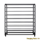 10/12/14/16/18/20-roll Commercial Large Mobile Gift Wrap Rack for Classroom Arts Crafts Activity Holder Loads 660 LBS, Metal Textile Fabric Rolls Organizer - Adjustable Spacing(14 rods,W195cm)