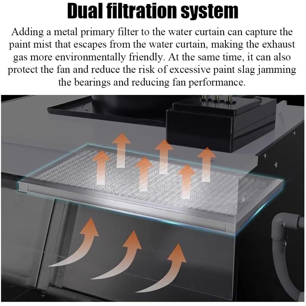 Airbrush Spray Booth, LED Lighting, Craft Table Airbrush Booth with Water Curtain Exhausting Air, for Model Cake Nail Art Pottery (50X50X40cm)