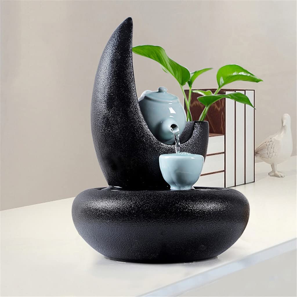 Water Fountain Black/White Earthenware Feng Shui Waterscape Home Decor Ceramic Crafts Landscape Art