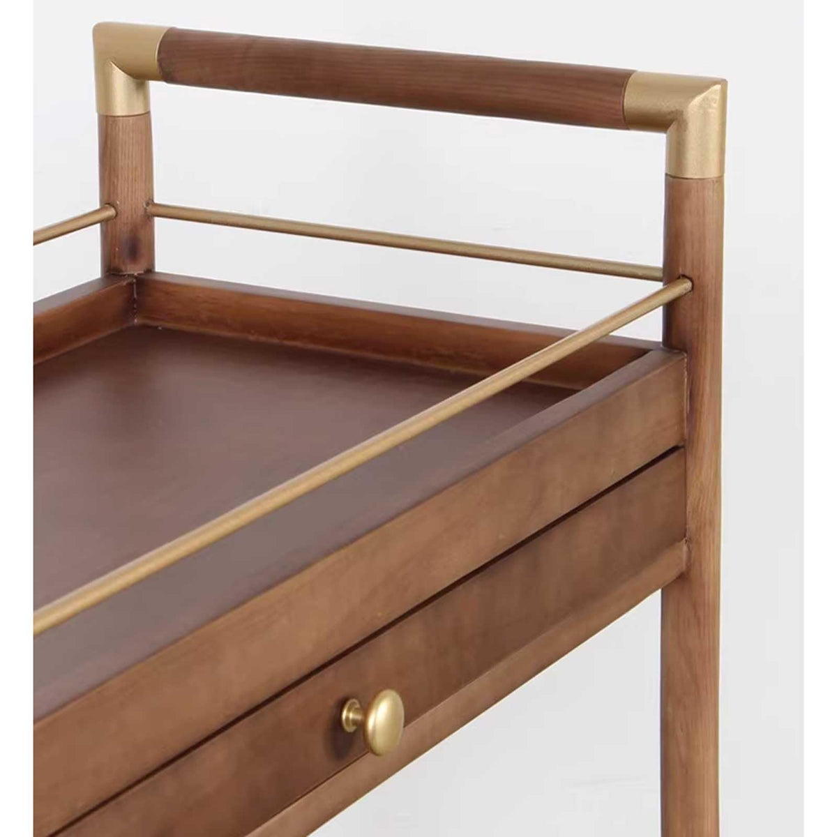 Utility cart 2-Tier Rolling Cart, Wooden Utility with Lockable Wheels, Storage Craft Art Trolley Organizer Serving for Office, Bathroom, Kitchen (Brown) Carts Stands