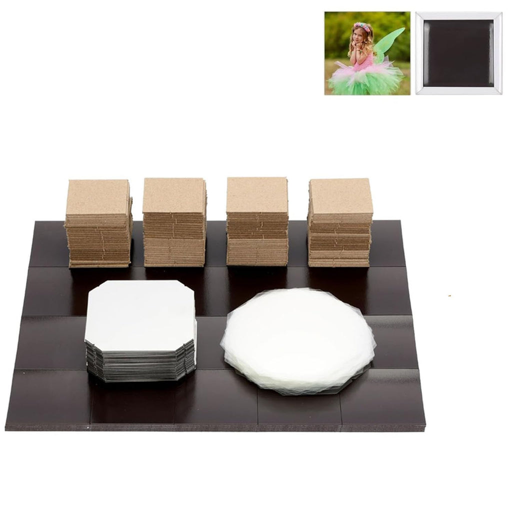 100 PCS 2.5x2.5 Inch Square Fridge Magnets - DIY Photo Magnet Kit, Craft Supplies for Custom Arts & Crafts Projects, Ideal for Home & Office Decoration