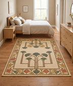 WD Ginkgo Art & Crafts Green Modern Wool Area Rug for Living Room and Bedroom, 10X13