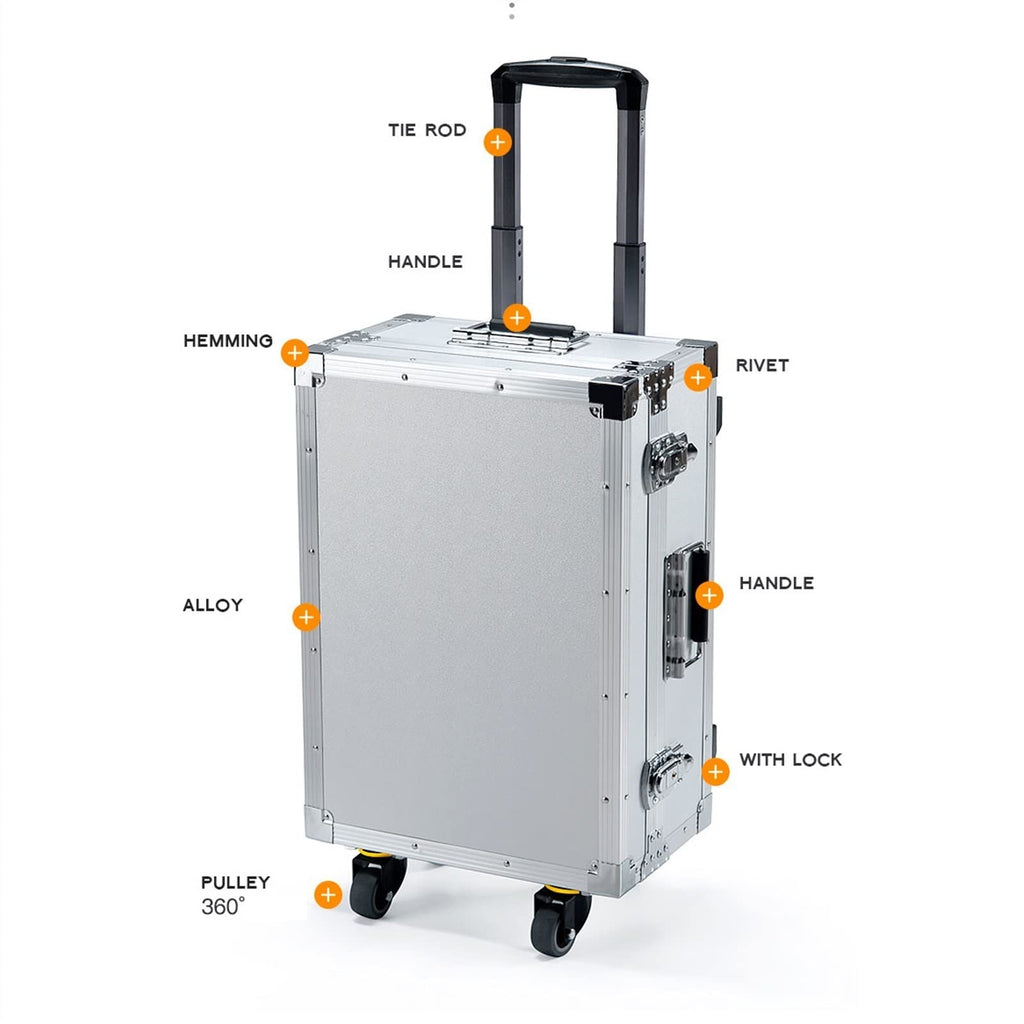 Tool Box Tool Boxes Portable Rolling Upright Trolley Tool Box Aluminum Hard Toolbox with Telescoping Handle Tool Trolley Case for Tools, Art, Craft, and Parts Tool Organizer Tool Chest (B S) (B M)
