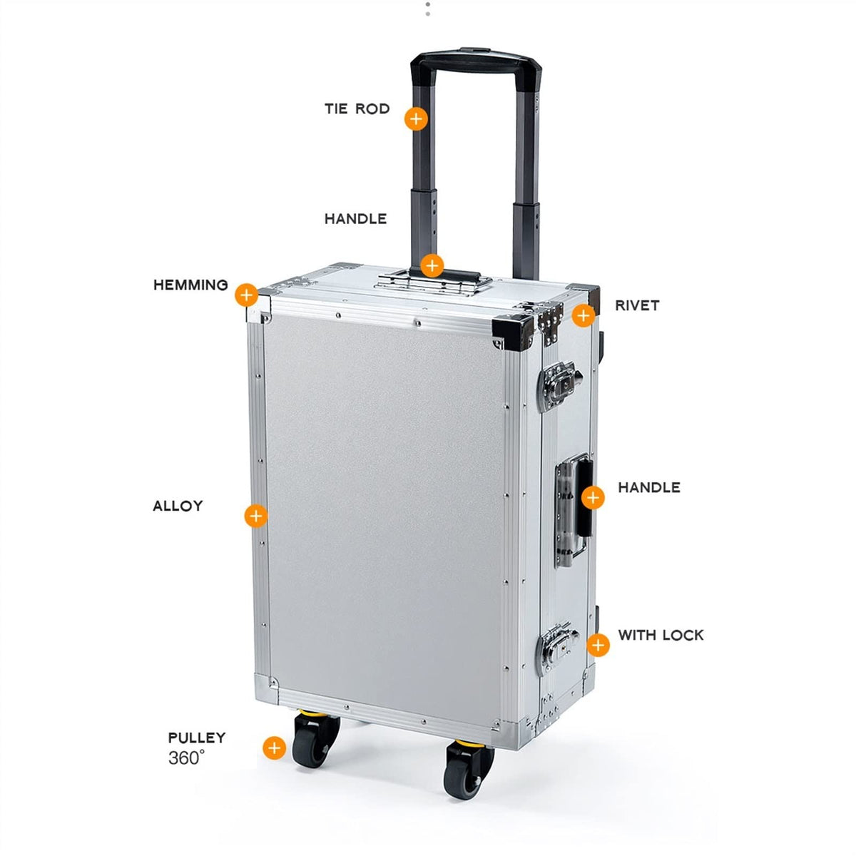Toolbox Tool Case Portable Rolling Upright Trolley Aluminum Hard with Telescoping Handle Tool Trolley Case for Tools, Art, Craft, and Parts Organiser for Tools Color : Gold, S (Gold S) (Grey S)