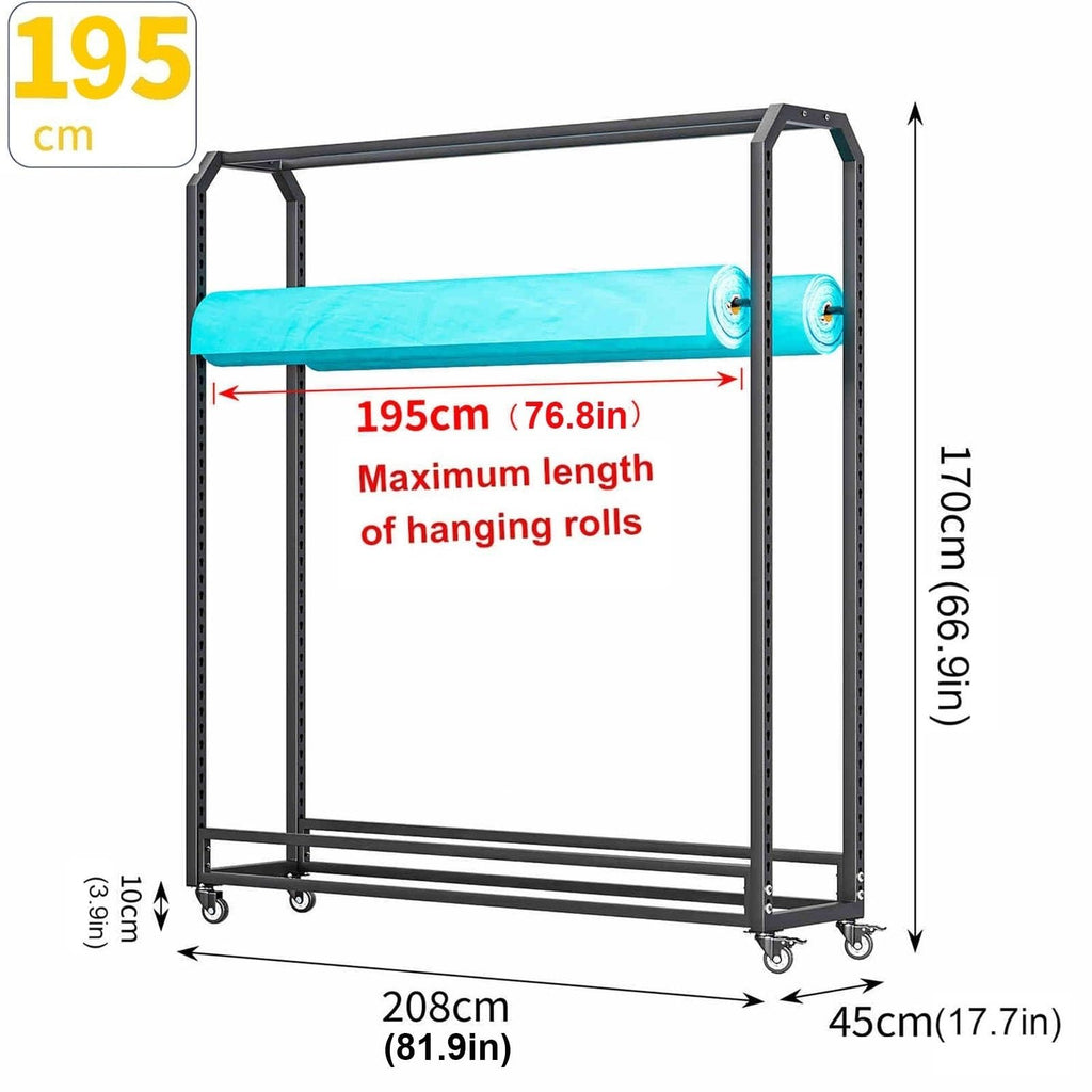 Textile Fabric Roll Storage Rack, Heavy Duty Metal Butcher Paper Holder, Mobile Gift Wrap Rack for Classroom Arts and Crafts