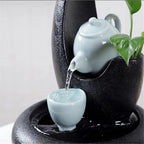 Water Fountain Black/White Earthenware Feng Shui Waterscape Home Decor Ceramic Crafts Landscape Art