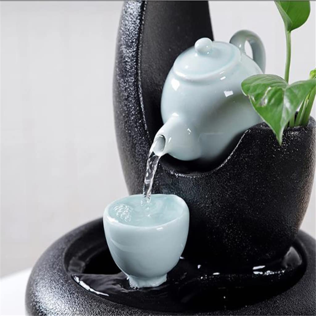 Water Fountain Black/White Earthenware Feng Shui Waterscape Home Decor Ceramic Crafts Landscape Art
