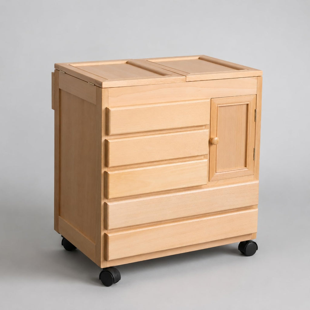 Amagogo Freestanding Creative Storage Cabinet on Casters Large Capacity Wooden Art Supply Cabinet Space-Saving Wooden Crafting Material Storage Cart