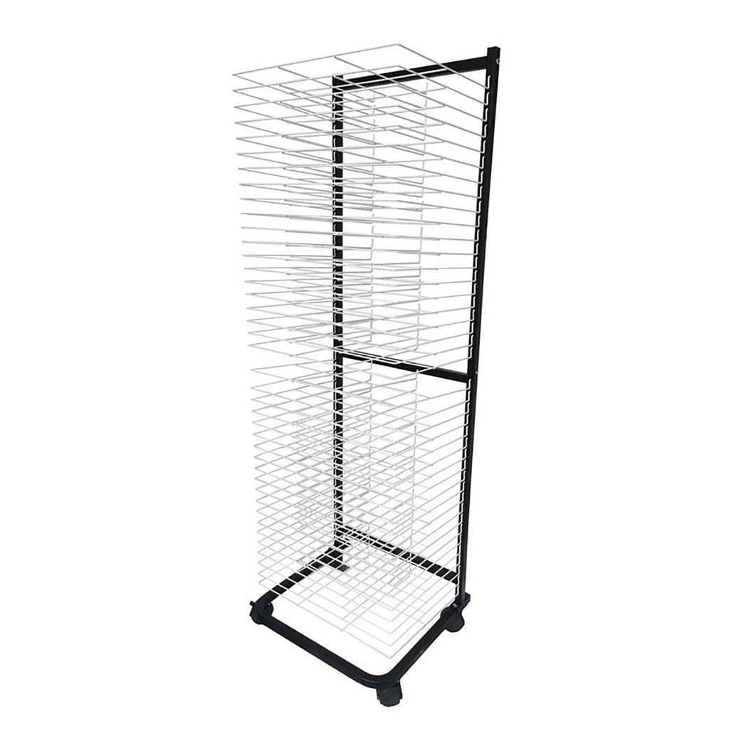 Wall-Mounted Art Drying Rack for Classrooms & Studios, 20 Steel Shelves, Black & White, Perfect for Artwork Storage, Paint Crafts, and Art Supplies Organizer