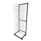 Wall-Mounted Art Drying Rack for Classrooms & Studios, 20 Steel Shelves, Black & White, Perfect for Artwork Storage, Paint Crafts, and Art Supplies Organizer