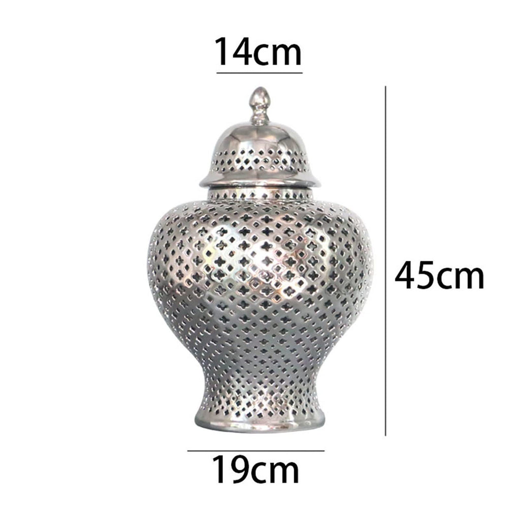 Sculpture Statue Gold Silver Ceramic Storage Jars with Lid Baroque Hollow Art Crafts European Vintage Ornaments Living Room Desk Decoration Modern Home Decoration (Color : Red)