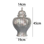 Sculpture Statue Gold Silver Ceramic Storage Jars with Lid Baroque Hollow Art Crafts European Vintage Ornaments Living Room Desk Decoration Modern Home Decoration (Color : Red)