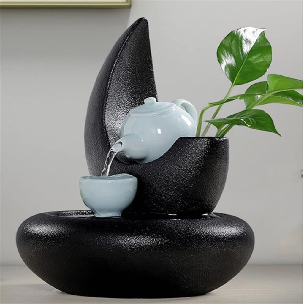 Water Fountain Black/White Earthenware Feng Shui Waterscape Home Decor Ceramic Crafts Landscape Art