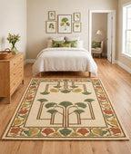 WD Ginkgo Art & Crafts Green Modern Wool Area Rug for Living Room and Bedroom, 10X13