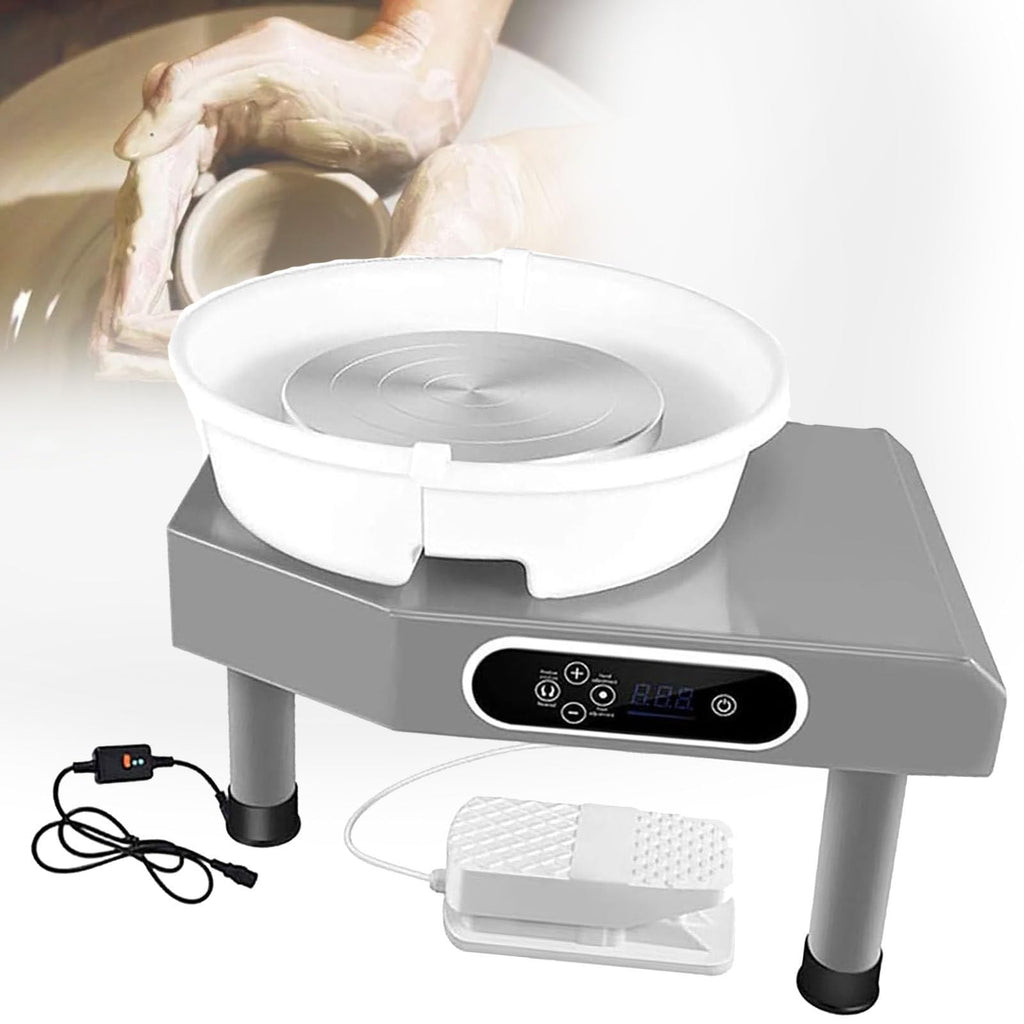 Touch Screen Clay Wheel,Pottery Forming Machine Electric Wheel,for Pottery with Foot Pedal and Detachable Basin Easy Cleaning for Ceramics Clay Art Craft,110V