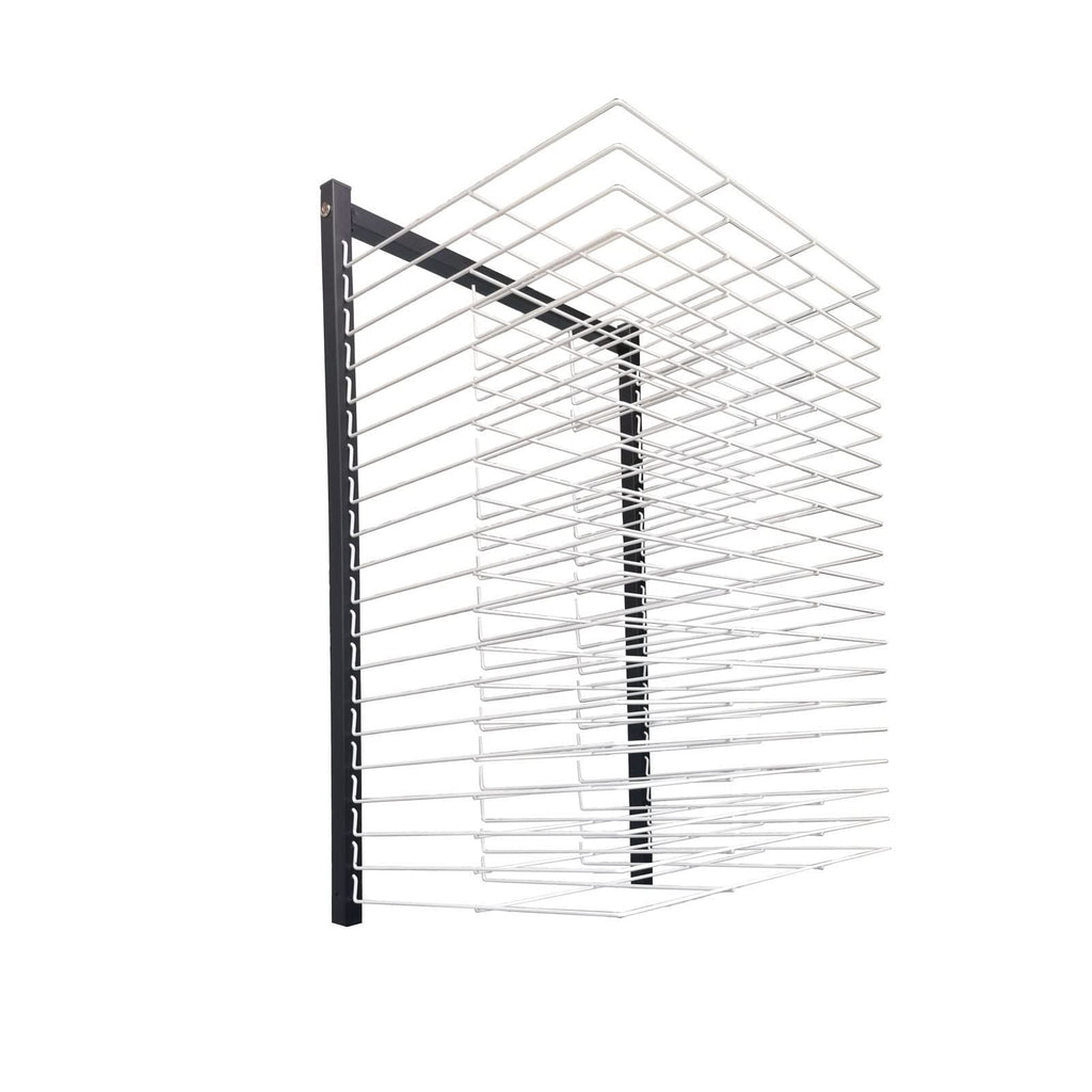 40-Layer Wall Mount Art Drying Rack with Locking Wheels - Perfect Canvas Storage Solution for Classroom Painting, Crafts & Art Supplies