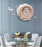 Wall Clock Emboss Decorative Resin Home Livingroom Hanging Mute Quartz Crafts Ornaments Art