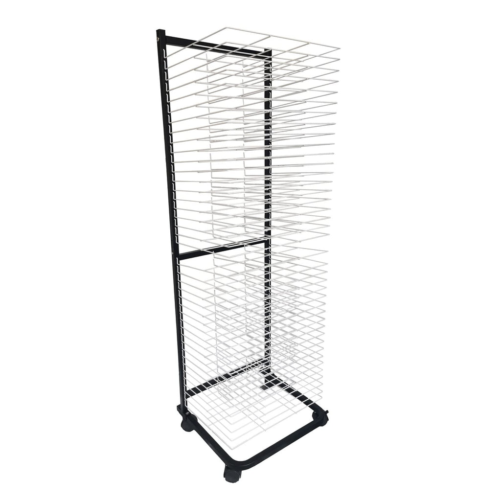 40-Layer Wall Mount Art Drying Rack with Locking Wheels - Perfect Canvas Storage Solution for Classroom Painting, Crafts & Art Supplies
