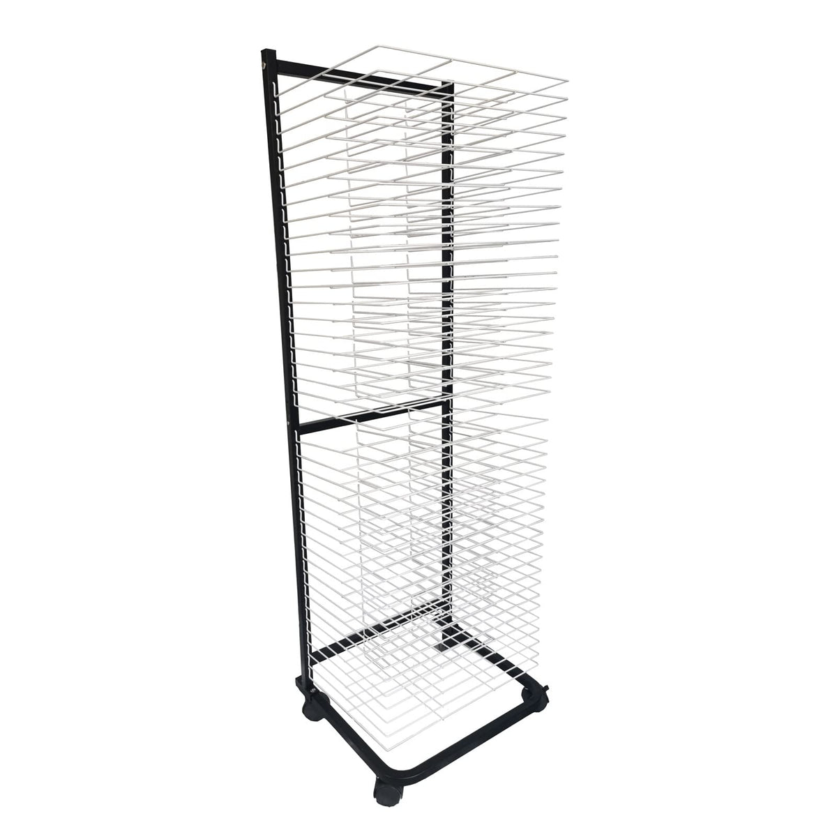 40-Layer Wall Mount Art Drying Rack with Locking Wheels - Perfect Canvas Storage Solution for Classroom Painting, Crafts & Art Supplies