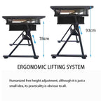0-80° Adjustable Painting Desk Slant Lift Art Craft Station Study Desk, Work Bench with 2 Drawers/Stool for Artist Painter Office