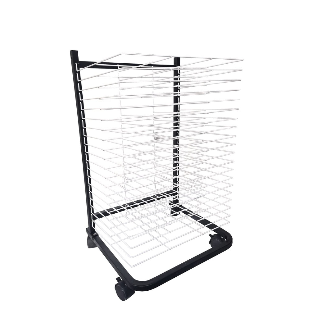40-Layer Wall Mount Art Drying Rack with Locking Wheels - Perfect Canvas Storage Solution for Classroom Painting, Crafts & Art Supplies
