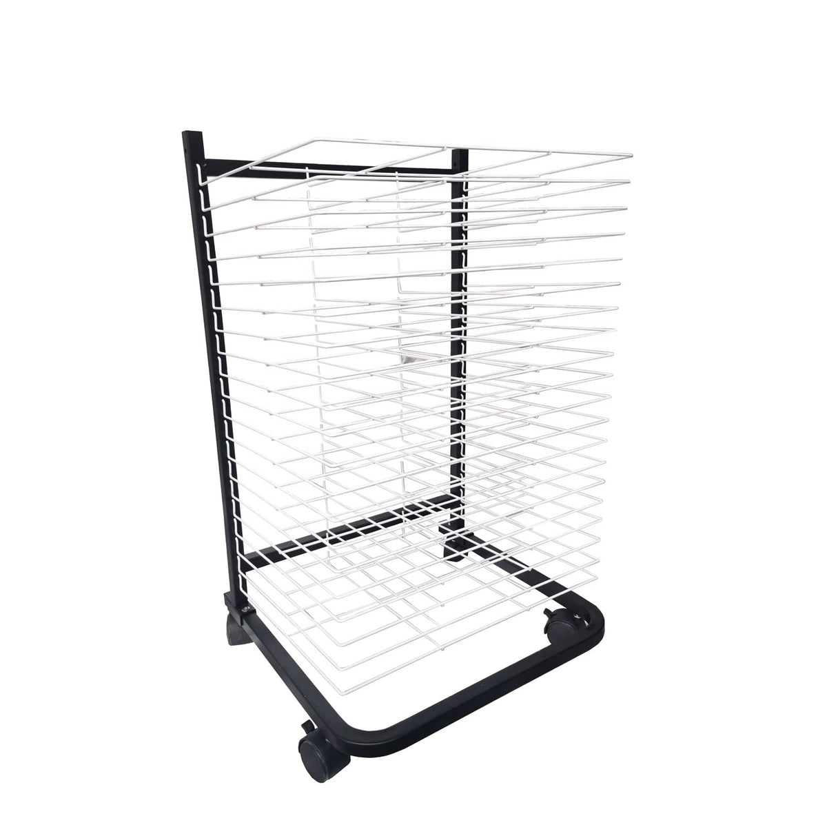 40-Layer Wall Mount Art Drying Rack with Locking Wheels - Perfect Canvas Storage Solution for Classroom Painting, Crafts & Art Supplies