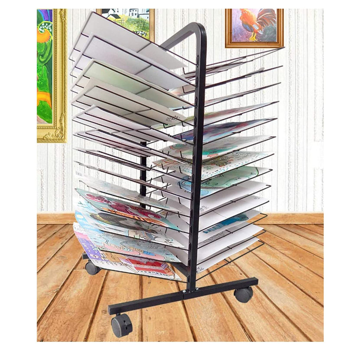 Art Drying Stand for Classroom Painting Crafts, Art Easel Drying Stand - Watercolor Easel Storage Rack with Wheels, Perfect for Education Schools and Art Clubs, Protect A