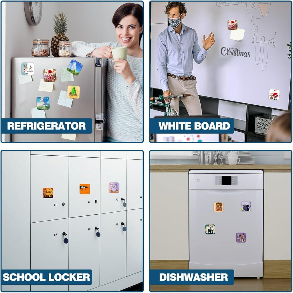 100 PCS 2.5x2.5 Inch Square Fridge Magnets - DIY Photo Magnet Kit, Craft Supplies for Custom Arts & Crafts Projects, Ideal for Home & Office Decoration
