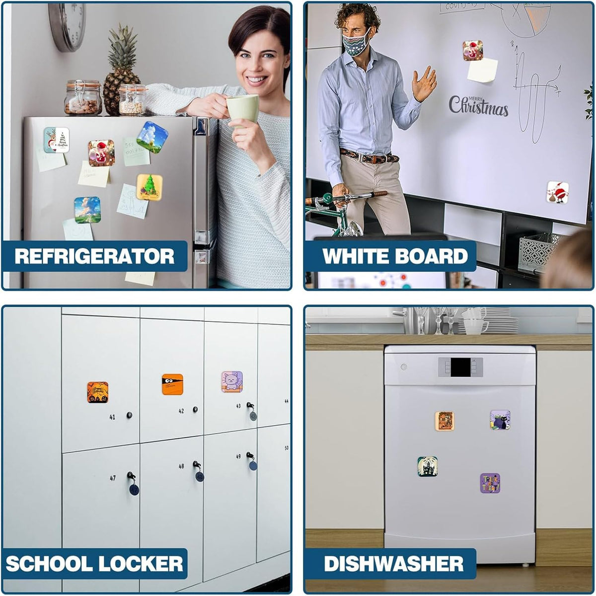 100 PCS 2.5x2.5 Inch Square Fridge Magnets - DIY Photo Magnet Kit, Craft Supplies for Custom Arts & Crafts Projects, Ideal for Home & Office Decoration